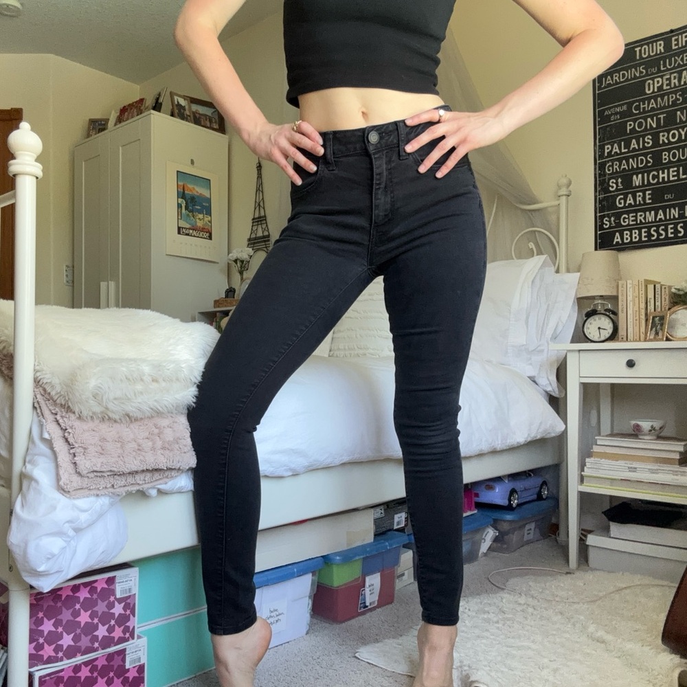 american eagle black hi rise super stretchy skinny jeggings
